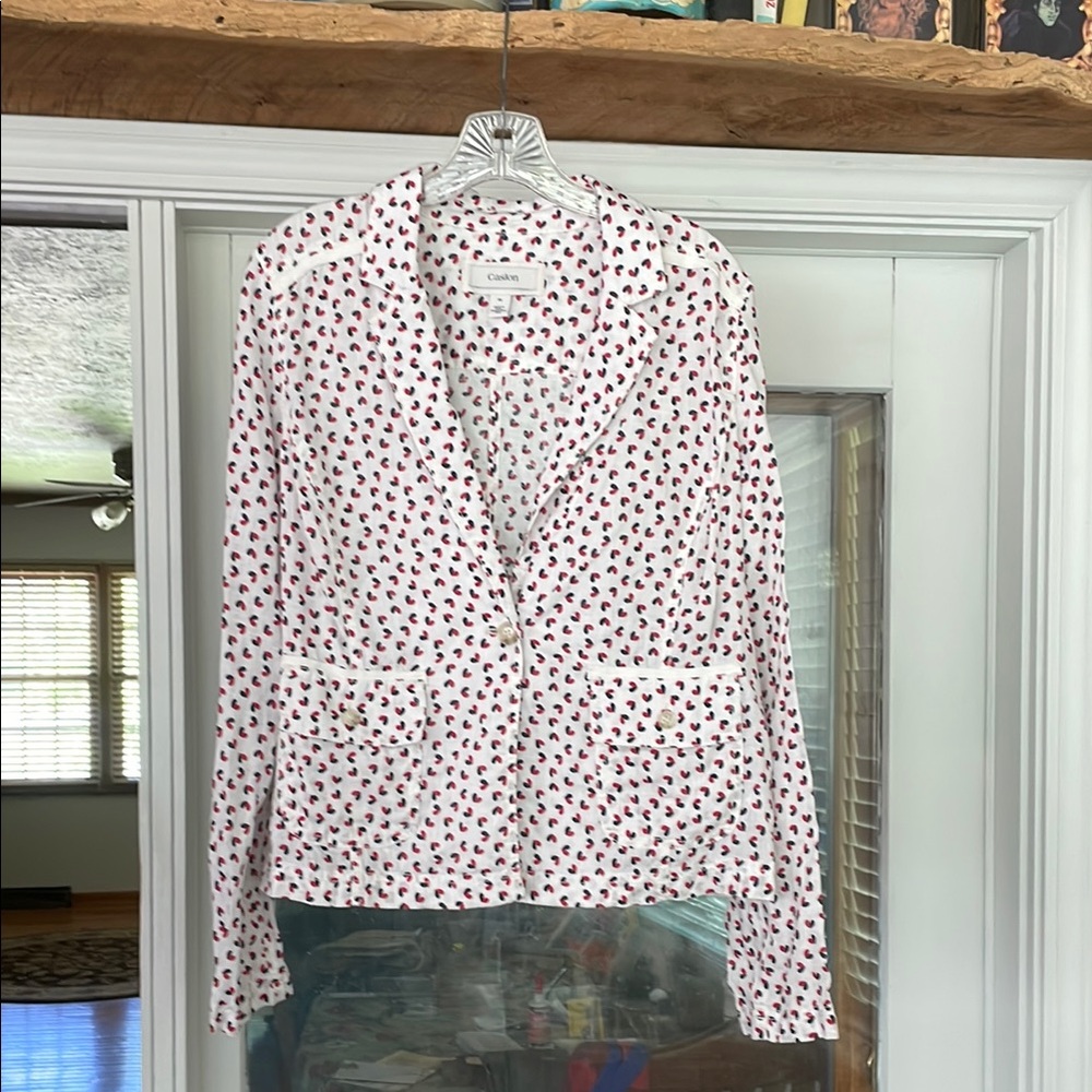 Casion White, Black Patterned and red Jacket